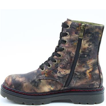 HEAVENLY FEET WOMENS ZIP LACE ANKLE BOOT - BRONZE PEONY